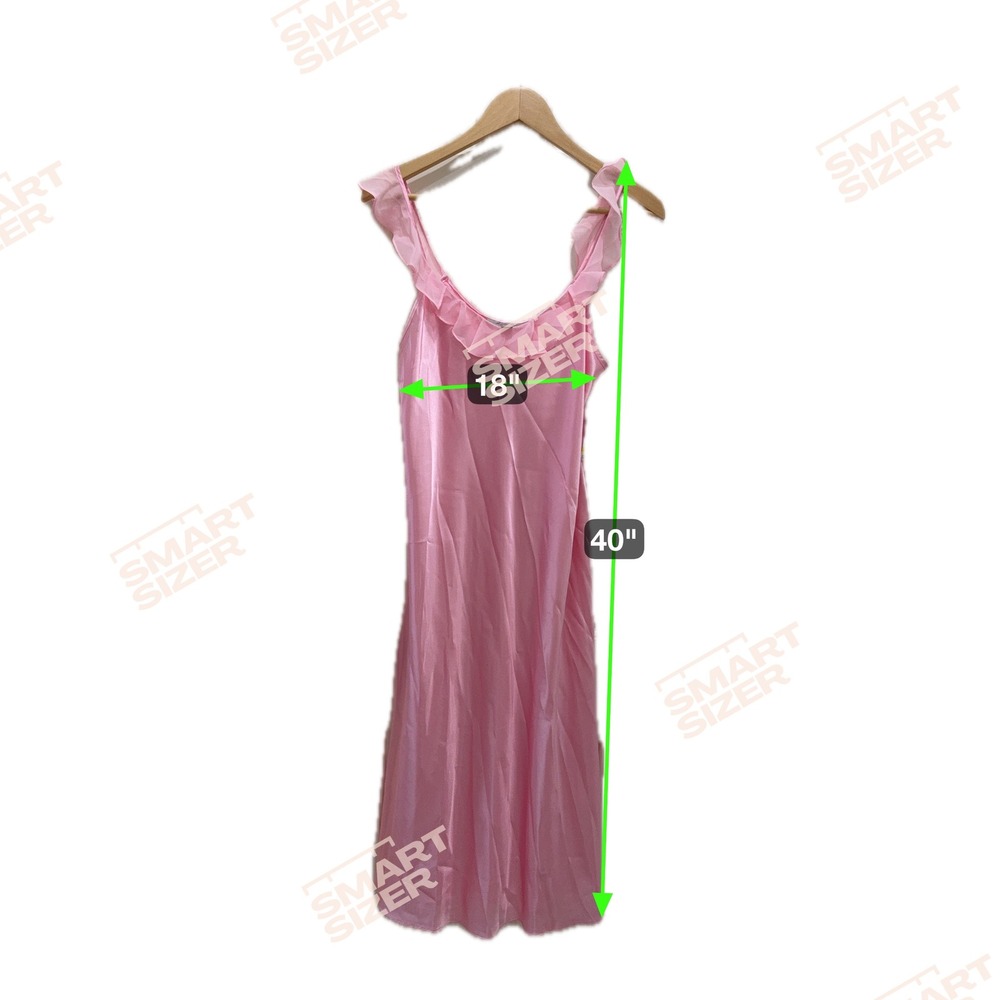 Morgan Taylor Pink Satin Ruffle Nightgown Maxi Slip Dress Womens Medium - Picture 6 of 8